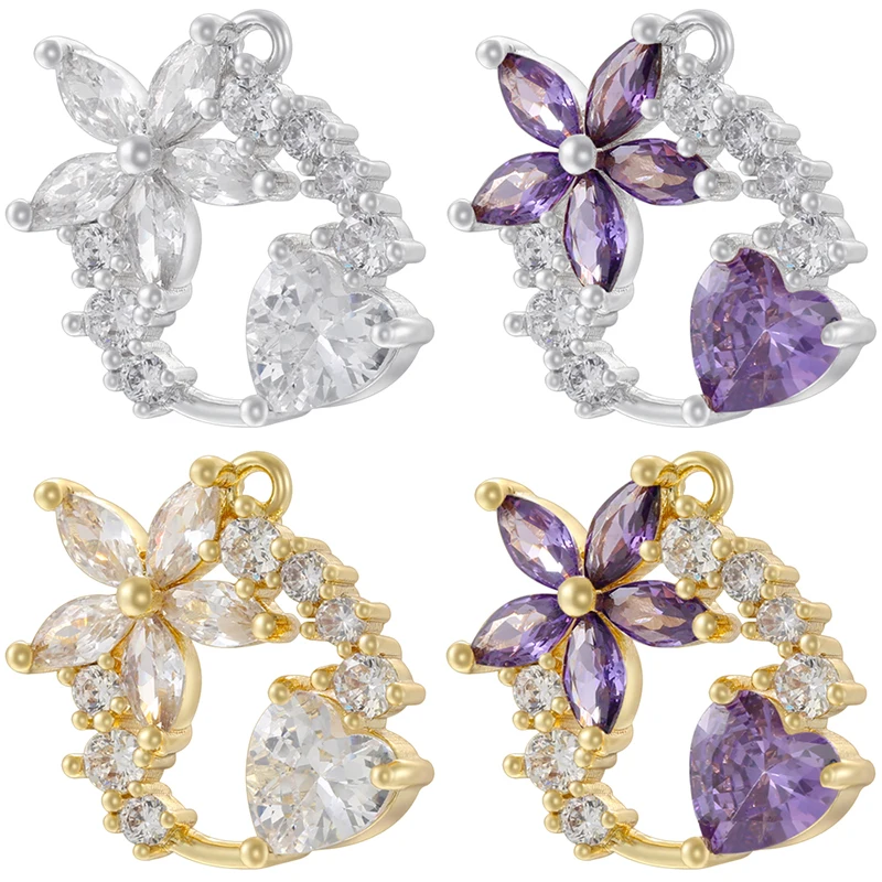 Vine Patterned Flower Wreath CZ Charms Necklace/ Bracelet Making Pendants Exquisite Romantic DIY Jewelry Making Supplies:VD2352
