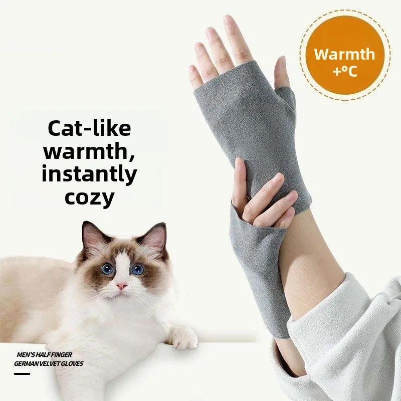 Warm Half Finger Gloves for Writing And Gaming Men Women Office Workers Student Five Fingers Winter Cold Protection Non-Dispo...