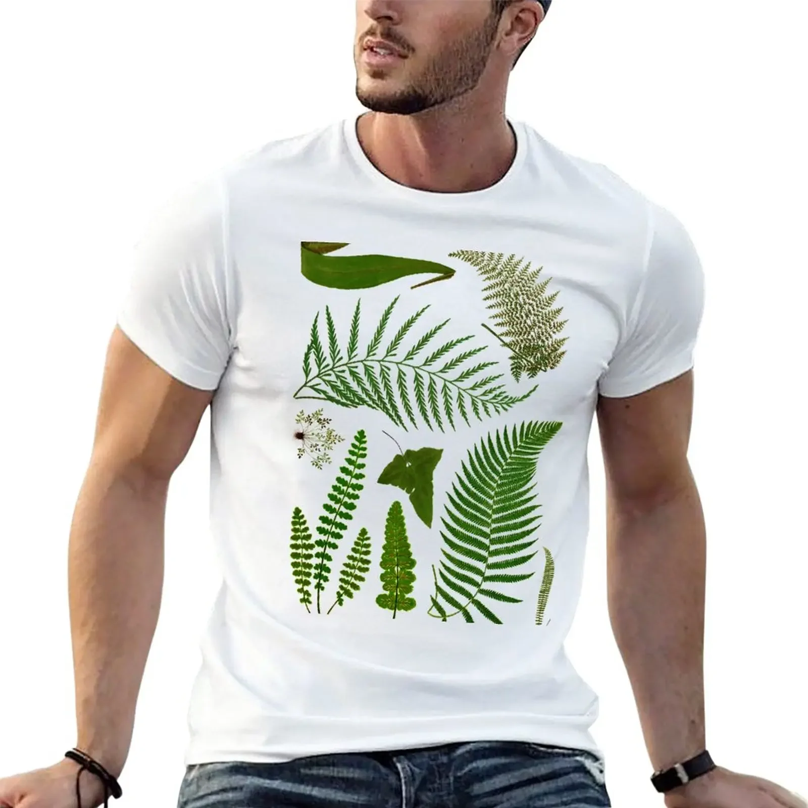 

Botanical Ferns and Mosses Chart T-Shirt summer top sports fans men clothings