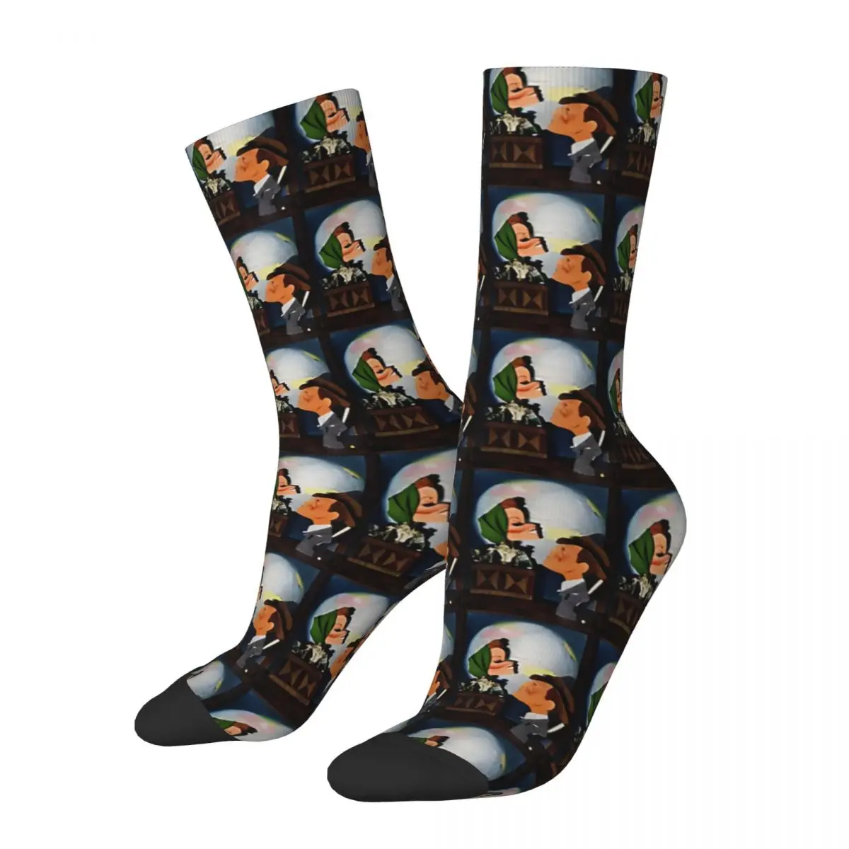 Happy Funny Men's compression Socks Spencer Tracy Legendary Screen Couple Socks Vintage Harajuku Katharine Hepburn Hip Hop