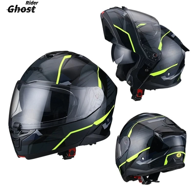 BEON Modular Flip‑Up Helmet, Dual Visor Full‑Face Moto Helmet, All‑Season Winter Use, Bluetooth‑Ready for Men Women