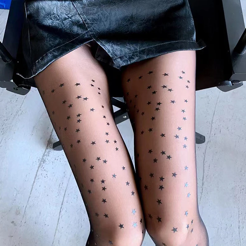 Black Women Temptation Sheer Mock Suspender Tights Cat Pantyhose Stockings Cool Mock Over The Knee Double Stripe Sheer Tights