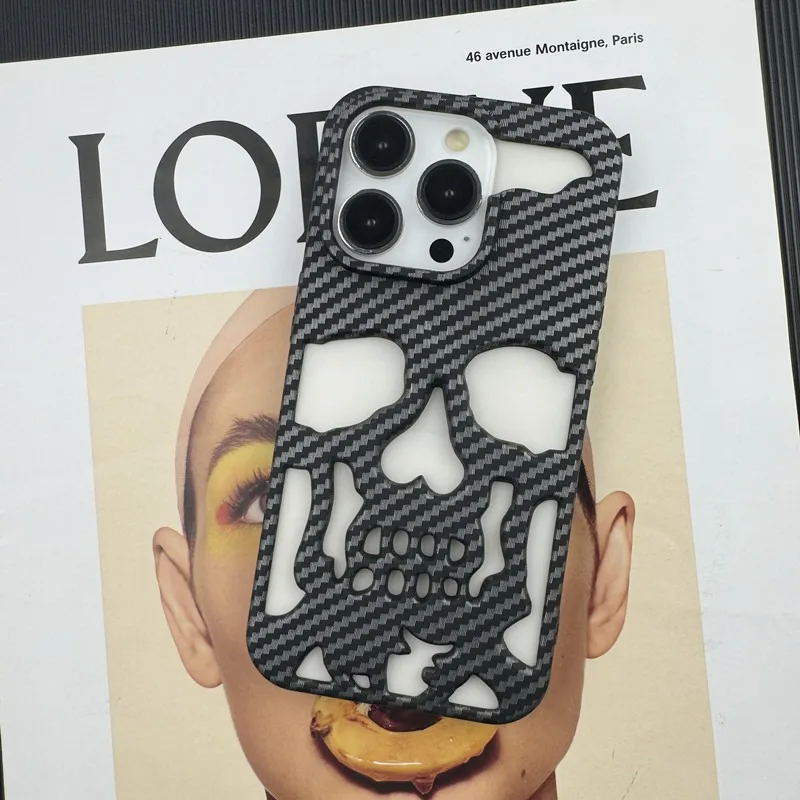 Coole Hohlraum-Wärmeableitungs-Handyhülle mit Totenkopf-Ghostface-Plattierung für iPhone 18 17 16 Pro Max 15 14 13, modische, schlanke Hülle – Detail 16