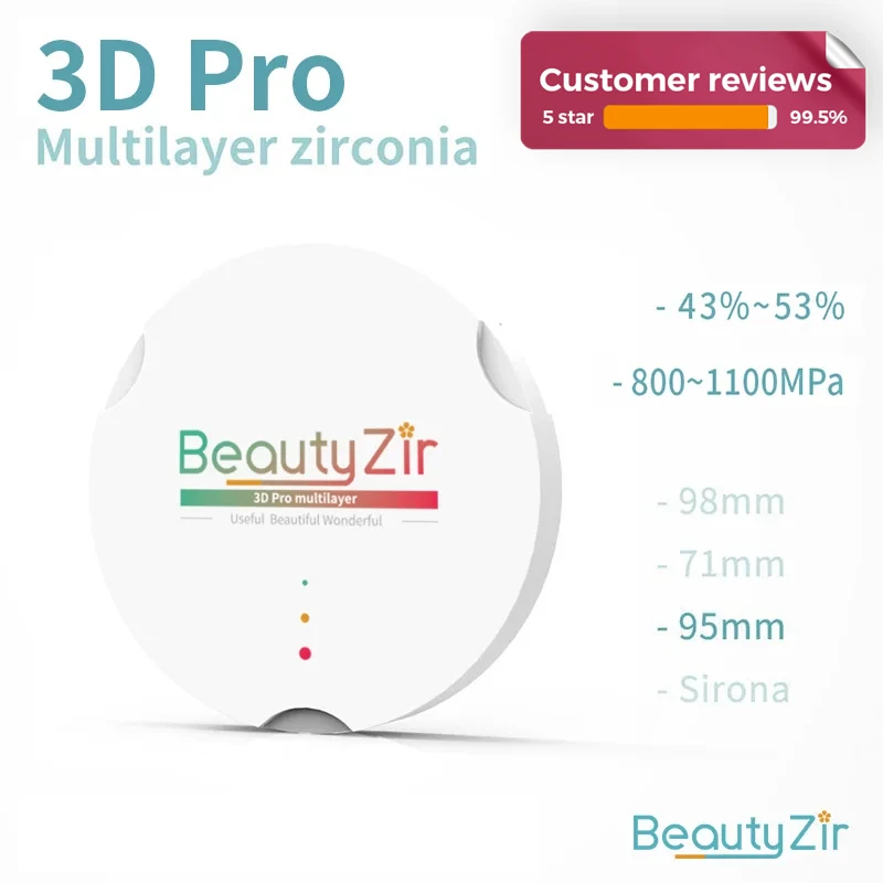 Beautyzir 95mm 3DPro Multilayer Dental Lab Zirconia repair materials for CAD CAM Event Links