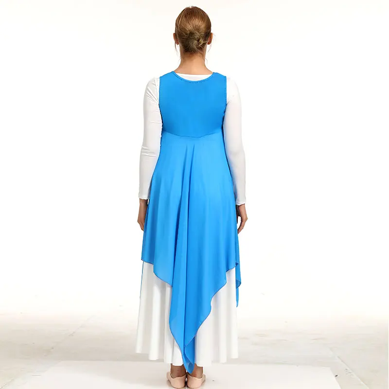 المرأة جولة الرقبة نمط تانك الثناء العبادة الرقص الحديث الليتورجي البلوز فضفاض هيم المرأة الثناء الرقص سترة