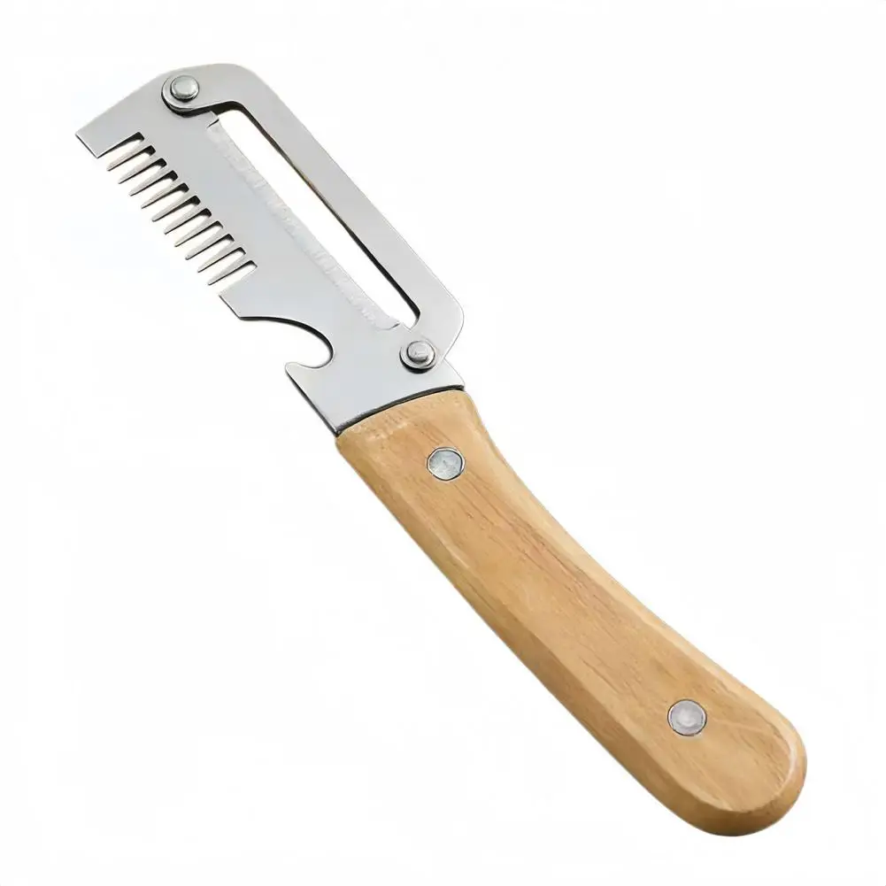 1Pc Stainless Steel 2-in-1 Fruit Peeler, Ergonomic Wood Handle Paring Knife, Multifunctional Potato Vegetable Peeling Tool view 5