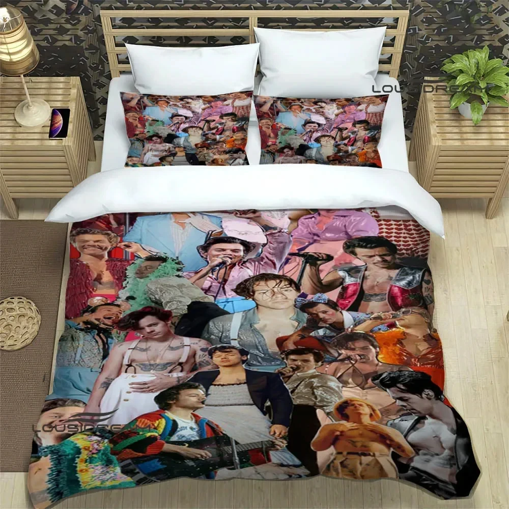 Singer H-Harry-Styles Bedding Set,Duvet Cover Comforter Bed Set Quilt Cover Pillowcase,King Queen Twin Size Boys Girls Adults