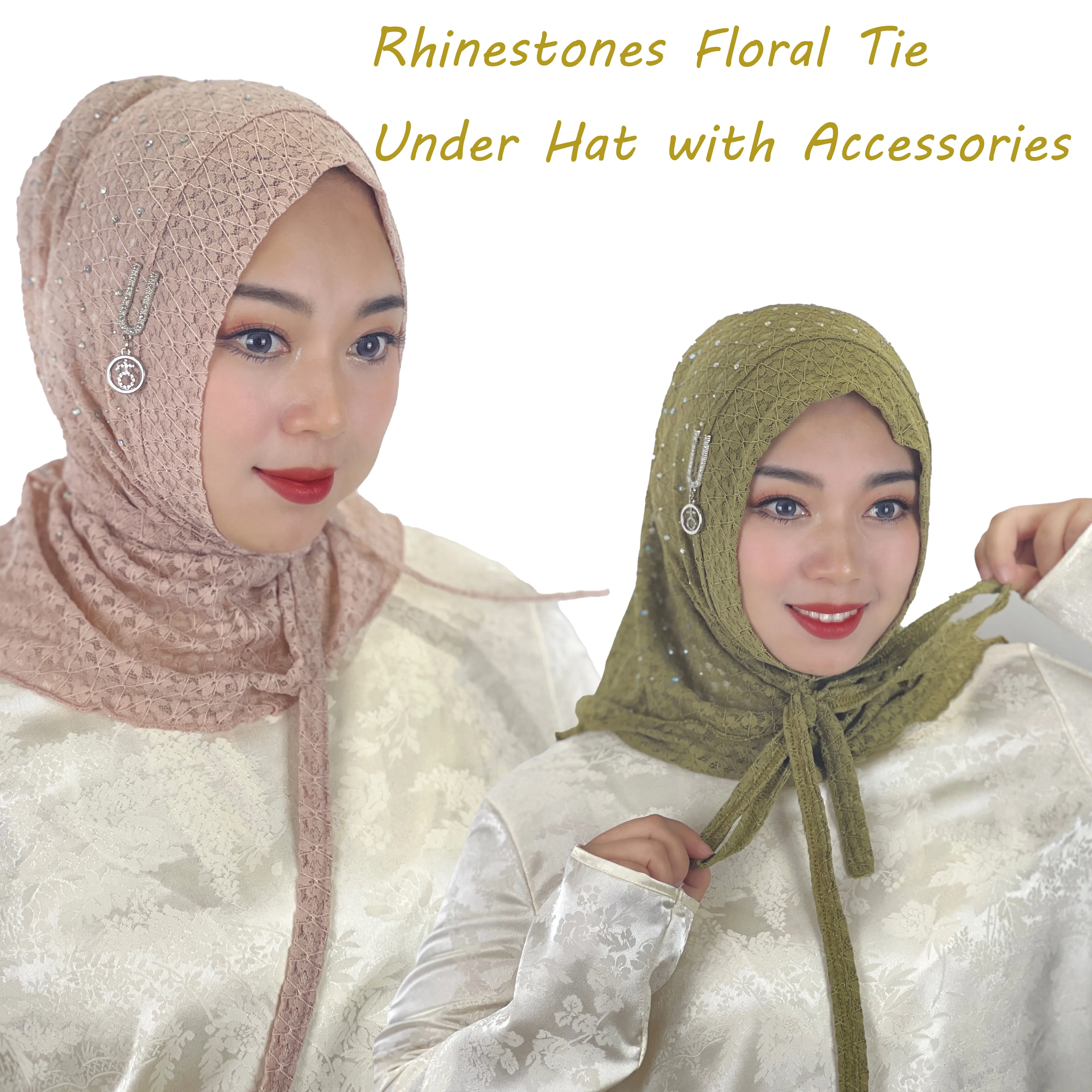 Solid Colour Star Hot Rhinestones Simple Women's Turban Flower Pattern Bottom Hat With Accessories and Tie Strap