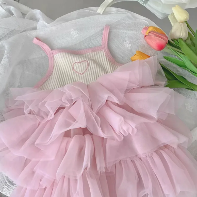 Girls Princess Skirt 2026 Summer New Baby Girl Foreign Style Cake Skirt Suspender Dress Tutu Skirt