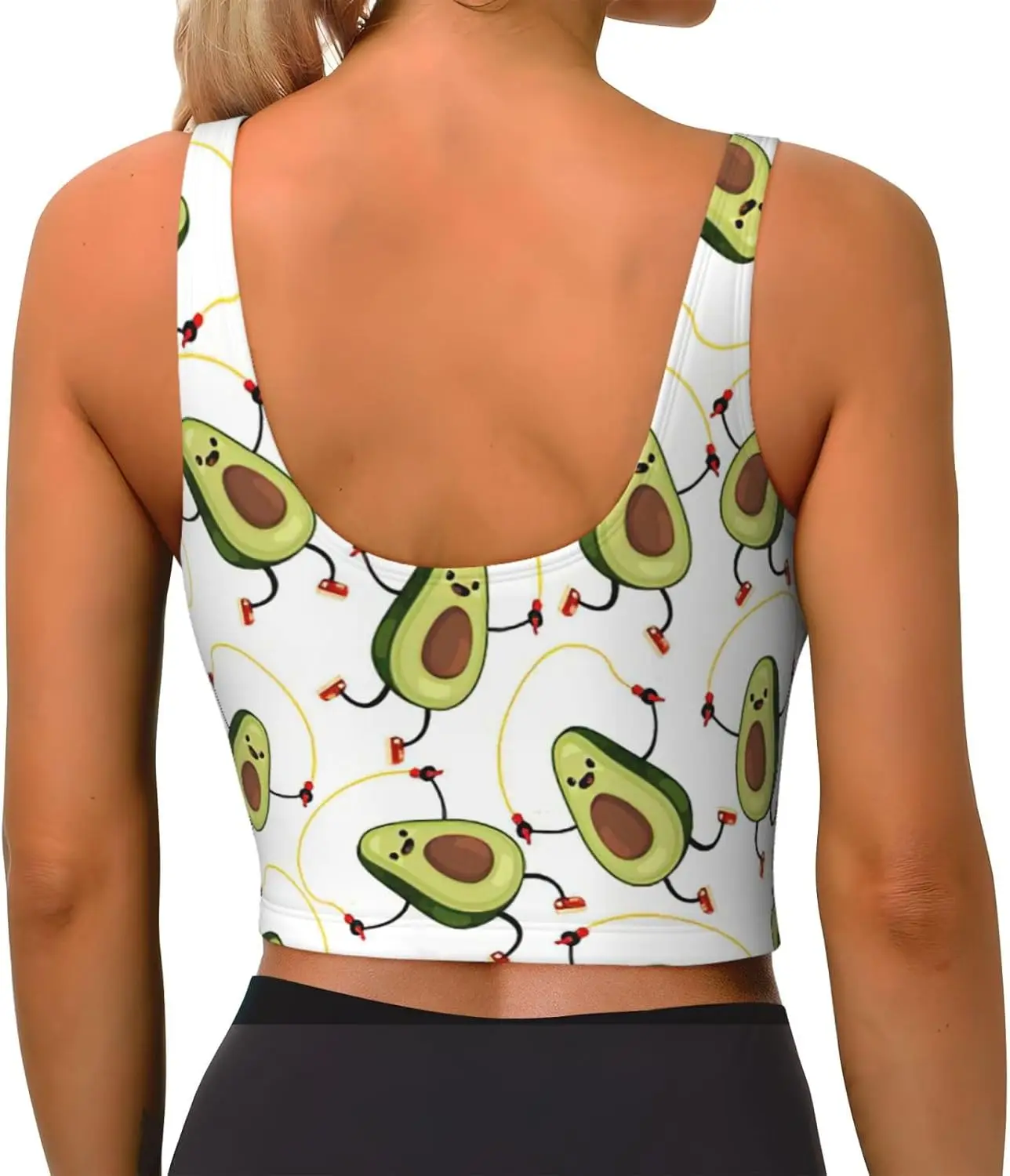 面白い漫画アボカドプリント軽量夏から冬のファッション女性スポーツベストヨガワークアウトベスト女性のための
