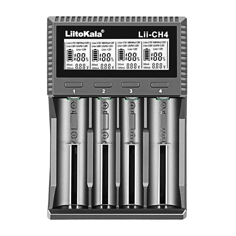 Inteligentna ładowarka do akumulatorów LiitoKala Lii-CH4 jest odpowiednia do akumulatorów 1.2V 1.5V 3.2V 3.7V 3.80V 18650 21700 26650 32700 AA AAA — zdjęcie produktu 5