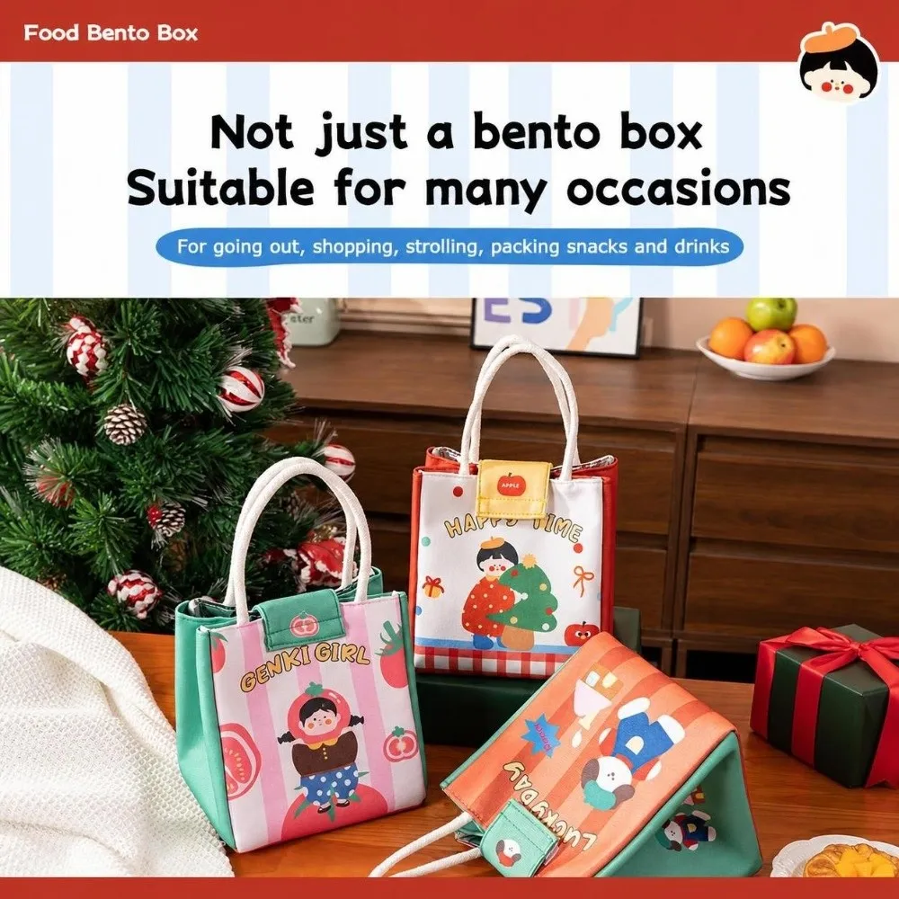 New Large Capacity Lunch Box Bag Portable Insulated Lunch Bag Fresh Keeping Cartoon Food Storage Bag Office