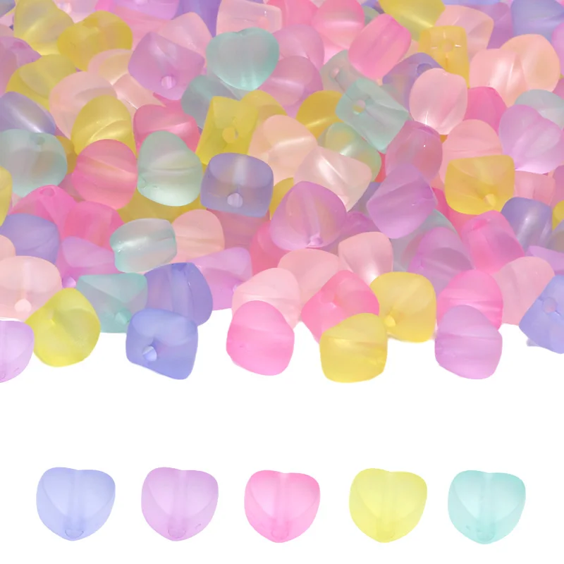 30 stücke 12mm gemischte Liebe Herzform matte Perlen lose Spacer Acryl Perlen für DIY Schmuck Herstellung Armband Ohrringe Handwerk