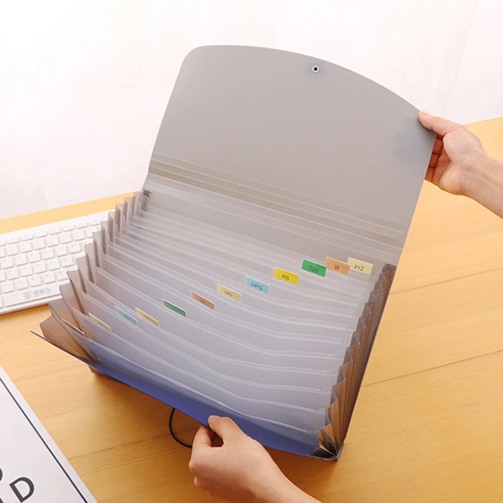 

1pc 13 Pocket Waterproof Pp Accordion File Folder Expanding Document Holder With Labels For A4 Files Windproof Folder File