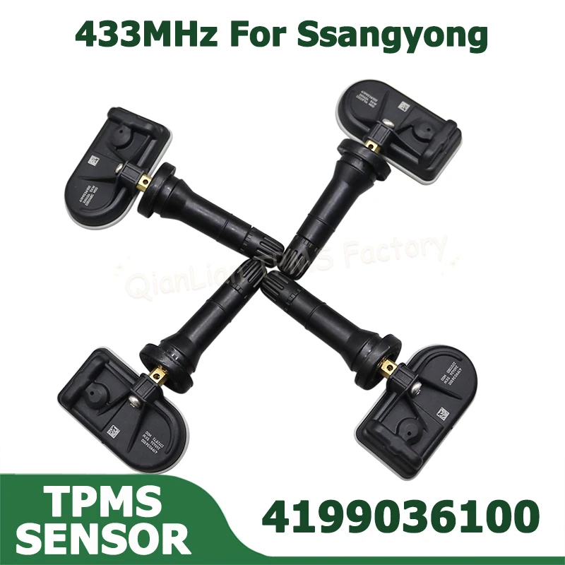 Sensores TPMS 433MHz para Monitoramento de Pressão de Pneus, Substituição para Ssangyong Musso Tivoli Grand
