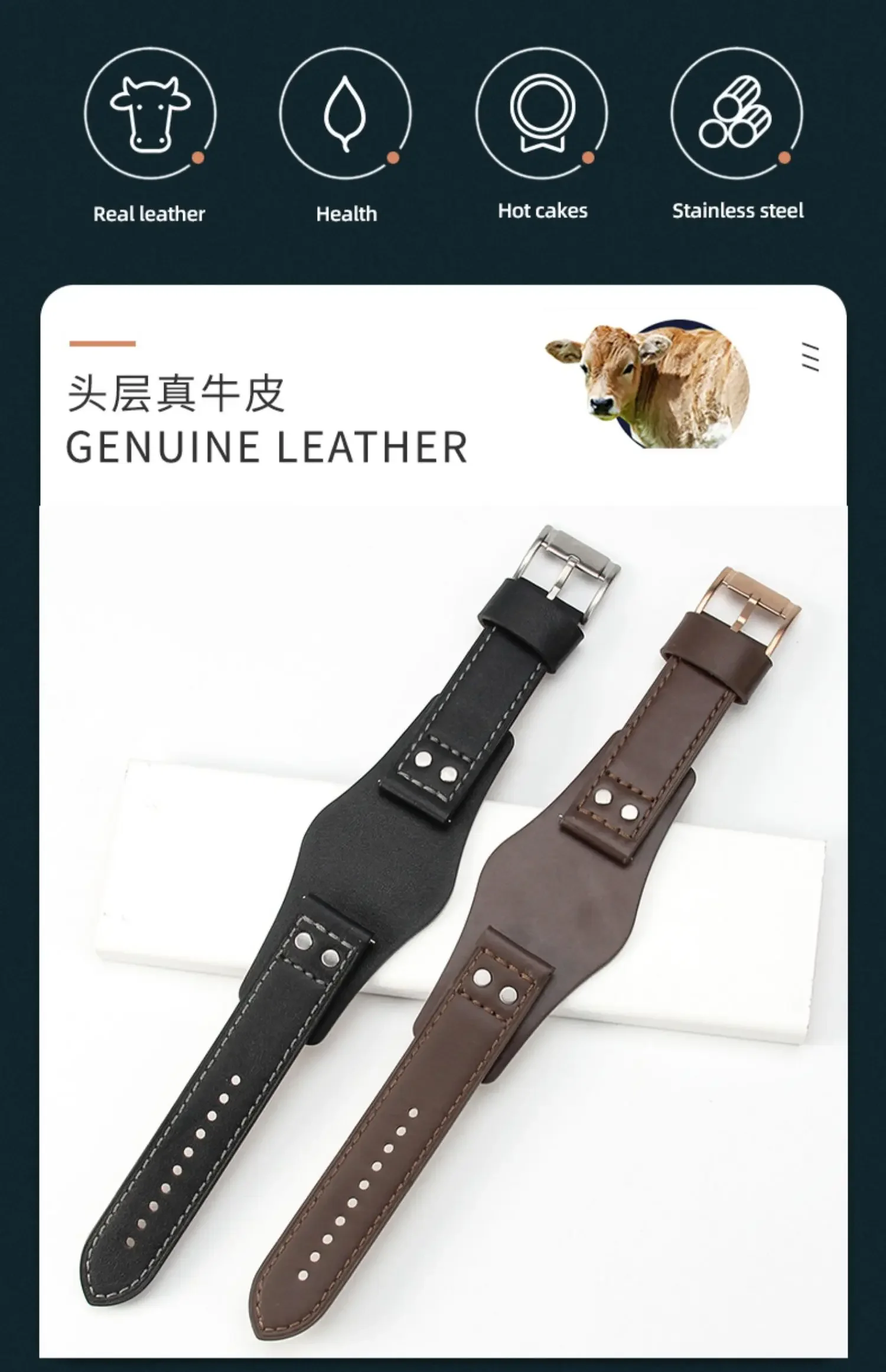 For Fossil Ch3051 Ch2564 Ch2565 Ch2891 Tray Waterproof Sweat-Proof Soft Comfortable Leather Men\'s Watch Band Accessories 22mm