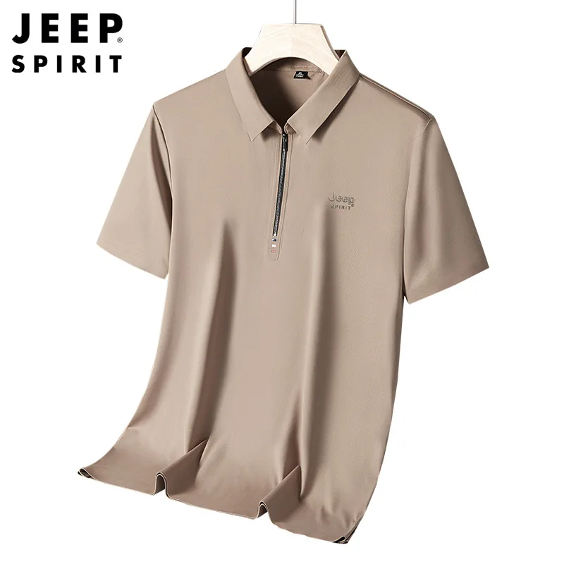 JEEP SPIRIT hombres Ropa de Verano Manga Corta Tee Lap Transpirable Polo De Seda Hielo 2025 Nueva Alta calidad