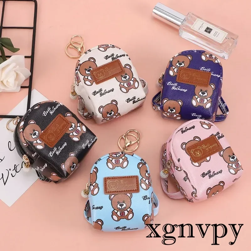 Xgnvpy New cute bear coin purse with portable earphone bag data cable mini storage bag key small bag