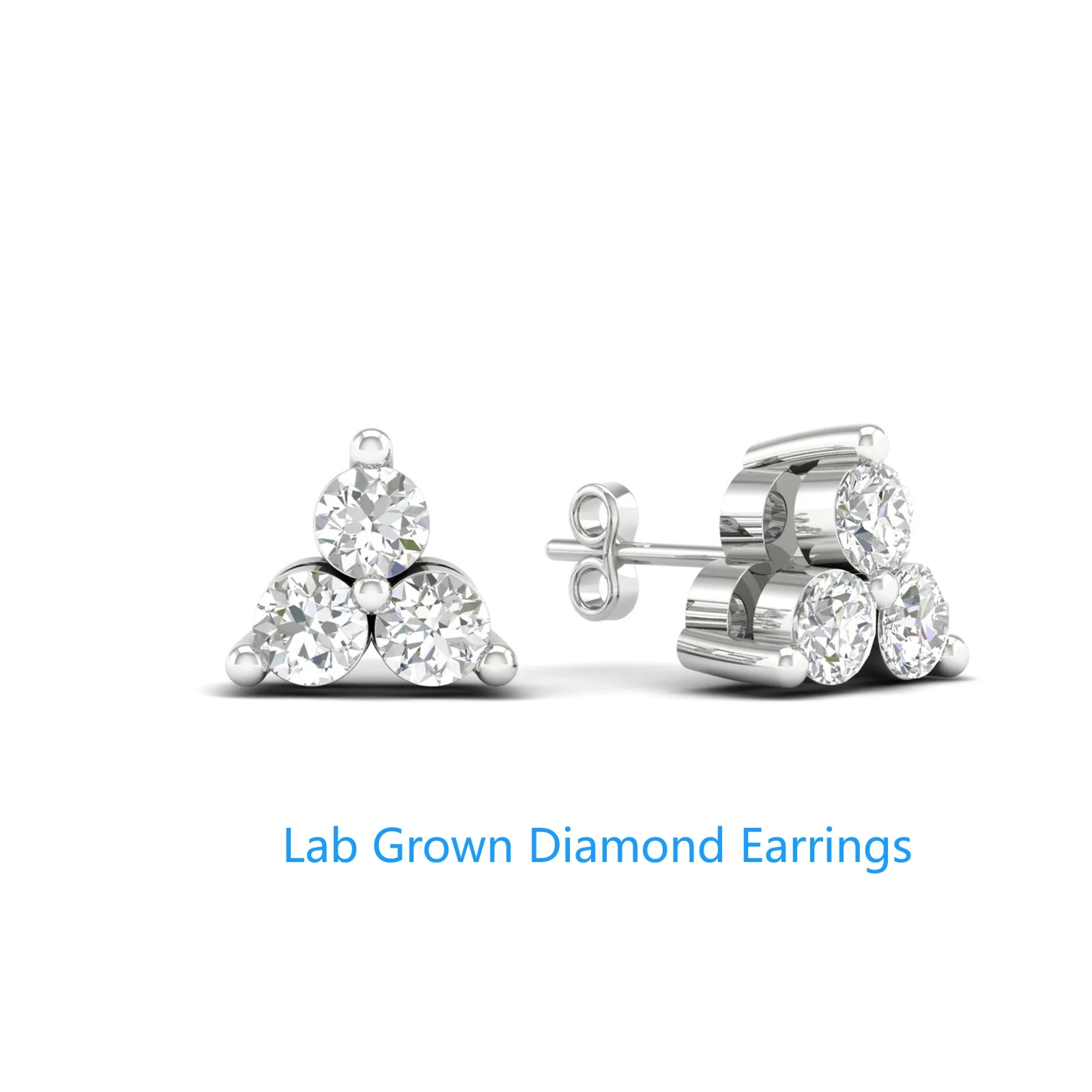 

AEAW Platinum 950 3MM Each Stone CVD HPHT Lab Grown Diamond DEF VS-VVS Three Stone Stud Earrings For Girls