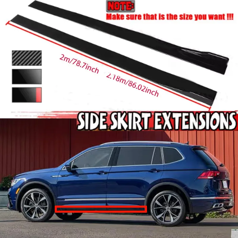 

FOR VW Tharu Tiguan Touareg T-ROC 2M Car Side Skirt Extension Plate Lip Separator Bumper 2.18M Racing Side Spoiler