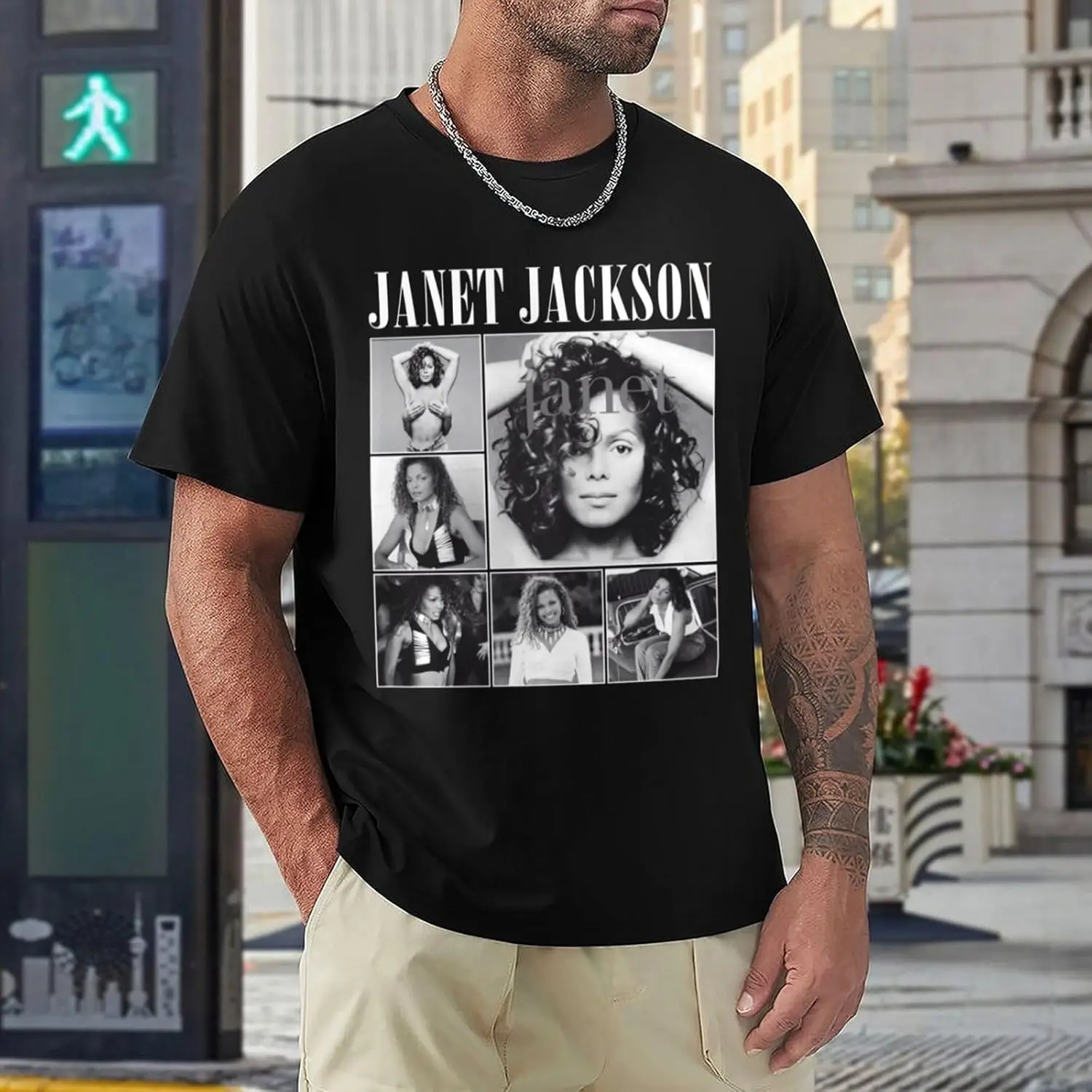 Janet Music Jackson Man's T Shirt Summer Classic Round Neck Tops Fashion Short Sleeve T-Shirts