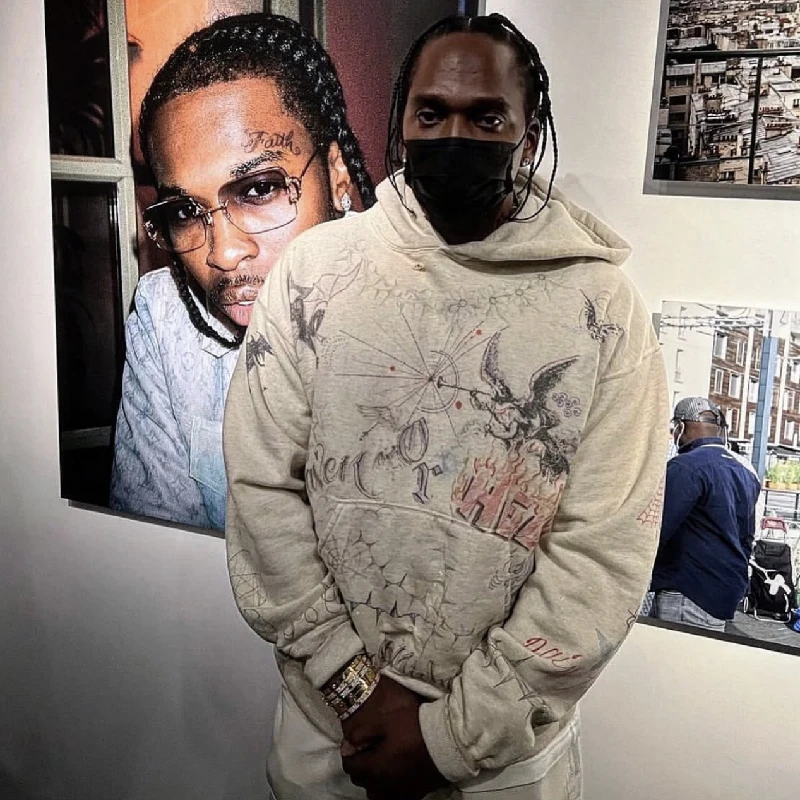 

Худи с ручной росписью, плотный, прямого кроя, 100% хлопок, молодежный, модный, на весну, осень, зиму