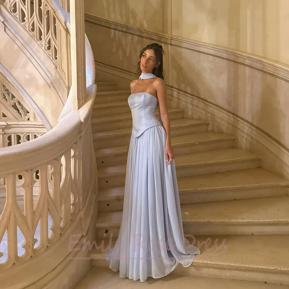 

High-end Strapless Sleeveless Women Prom Gown Floor Length A Line Cocktail Party Gowns Elegant Formal Occasion Evening Dress