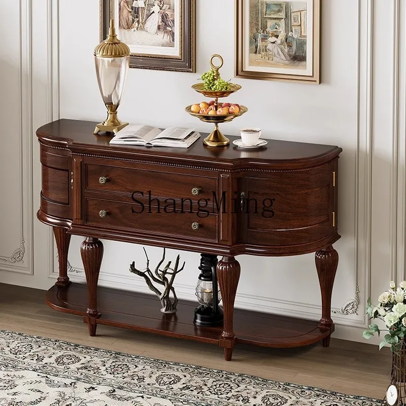 

FG home entrance cabinet household all solid wood aisle locker retro semicircular wall locker