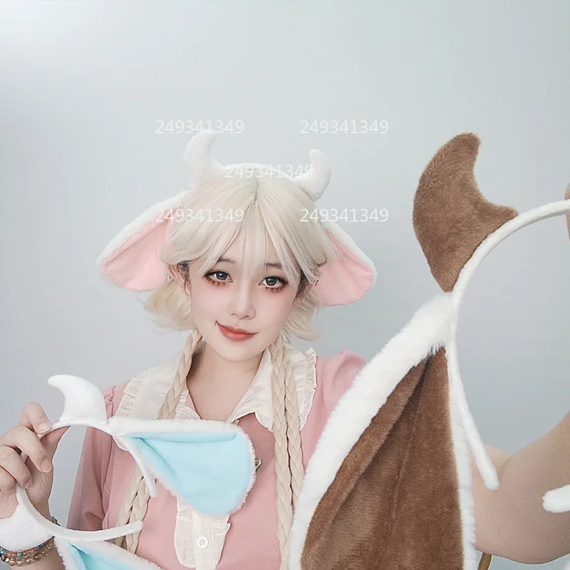 Copricapo cosplay di pecora dalle orecchie cadenti Corno di animale e orecchie Cerchietto per capelli Donna Comic-con Puntelli di scena Accessori per costumi per spettacoli di feste