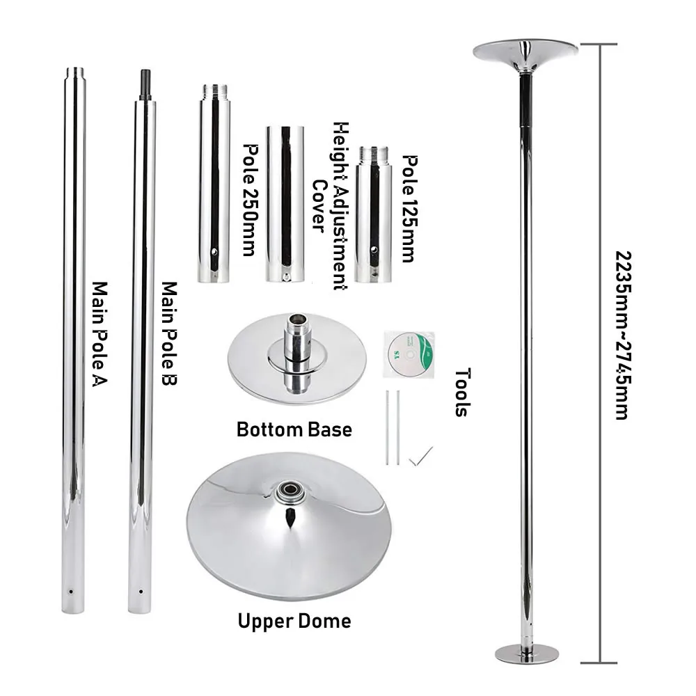 Portable 45mm Stripper Pole Removable Home Bar Fitness Exercise Training Dance Spin Pole X POLE