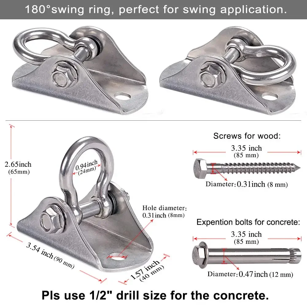 500kg Load Bearing Hook Hammock Fixing Plate Ceiling Mount Yoga Hammock Chair Swing Sandbag Punch Bag 304 Stainless Steel