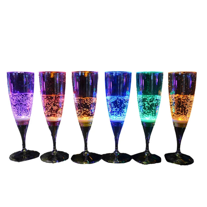 

A7THK-Luminous Bar Cup KTV Luminous Cocktail Glass 6Pcs Luminous Cups Food Grade Plastic Wine Glass LED Light Glasses Battery