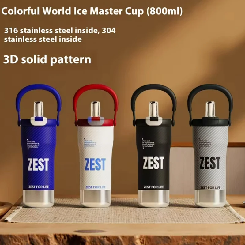 

Large-Capacity 316 Stainless Steel Insulated Water Cup Portable Handheld Car Cup with Handle for Beverages Outdoor Sports Cup