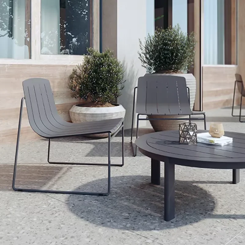 Modern style outdoor metal chair patio garden aluminum lounge chair sled coffee chair outdoor garden