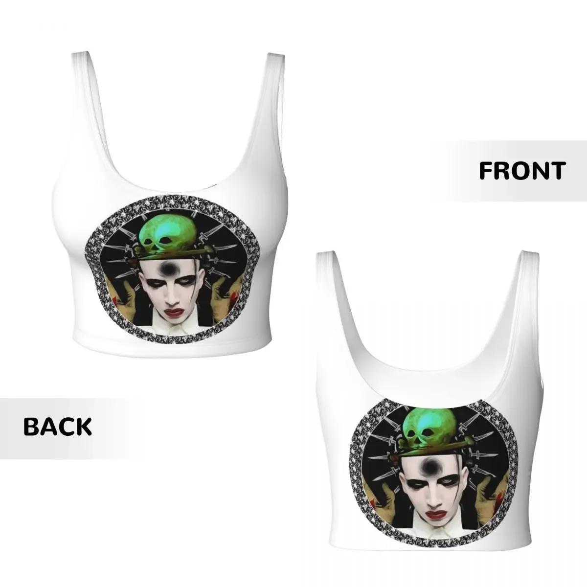 Custom Marilyn Manson Women Sports Vest Bras Gym Workout High Impact Yoga Crop Tank Top