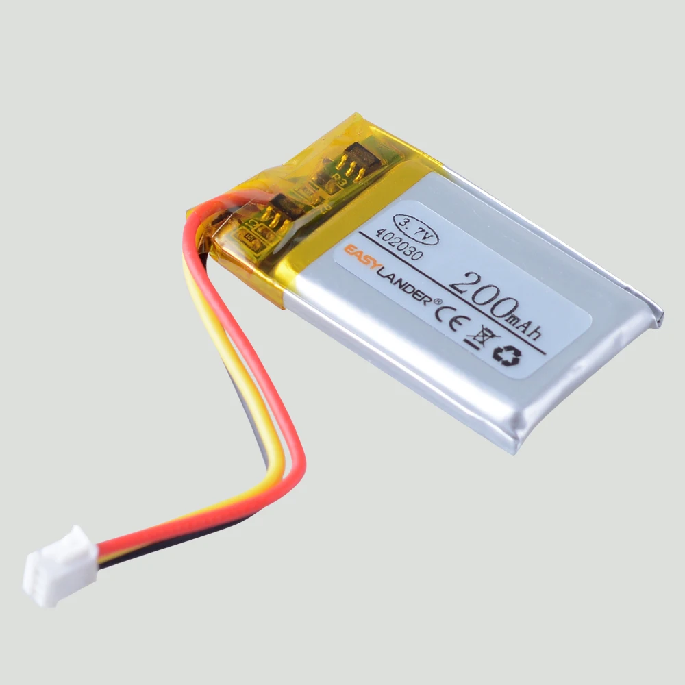 402030   Akumulator litowo-polimerowy LiPo 3,7 V 200 mAh JST ZH 1,5 mm 3-pinowe złącze do ręcznego GPS Mp3 bluetooth