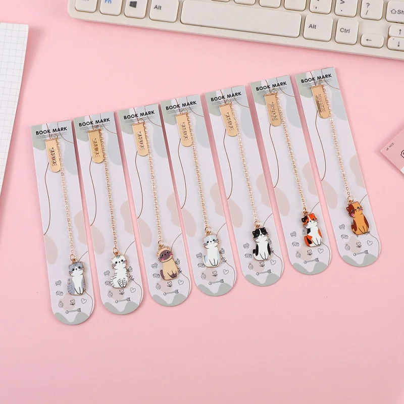 35pcs/lot Kawaii Cat Pendant Bookmark Cute Book Mark For Books School Office Supplies Stationery Gift