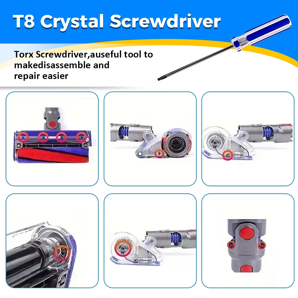 Parte del tubo di aspirazione del tamburo per Dyson V8 slim/V10 slim/V12 slim/V15 slim/SV18/SV20/SV10K Aspirapolvere Tubo blu con cacciavite