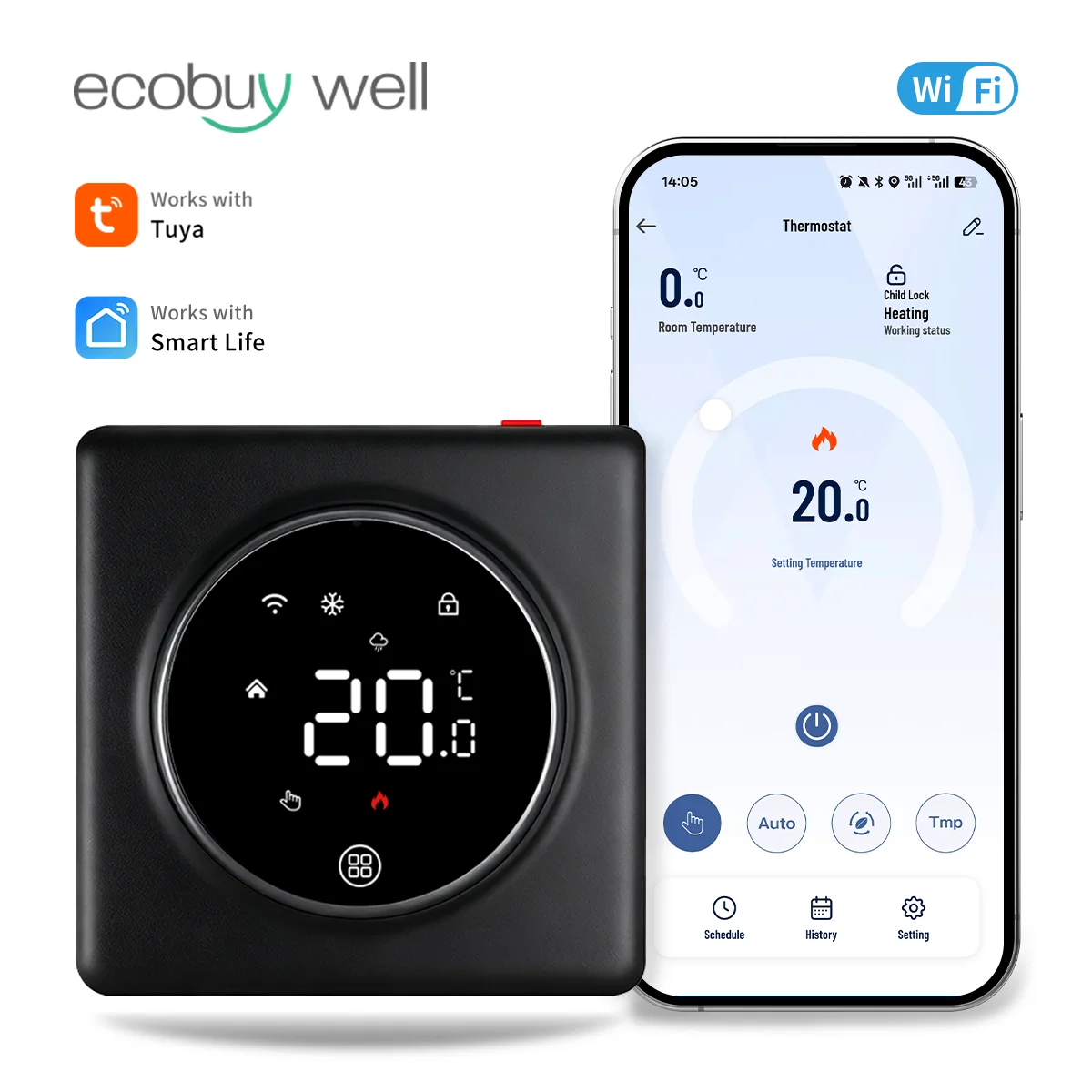Smart Home Tuya Thermostat Underfloor Heating Wi-Fi Connected Thermostat Floor Heating 220V Digital Temperature Controller