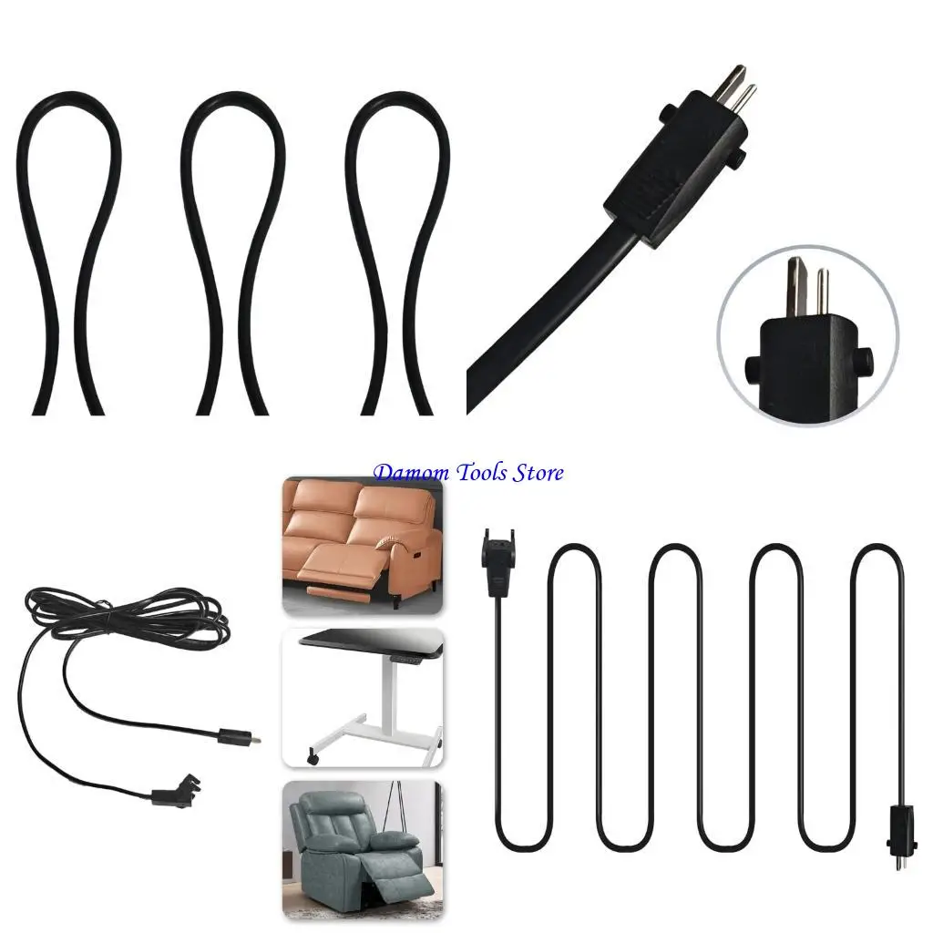 57BE Universal 300cm Replacement Power Cable For Electric Reclining Sofas And Adjustable Chairs Motorized Furniture With 2 Pin