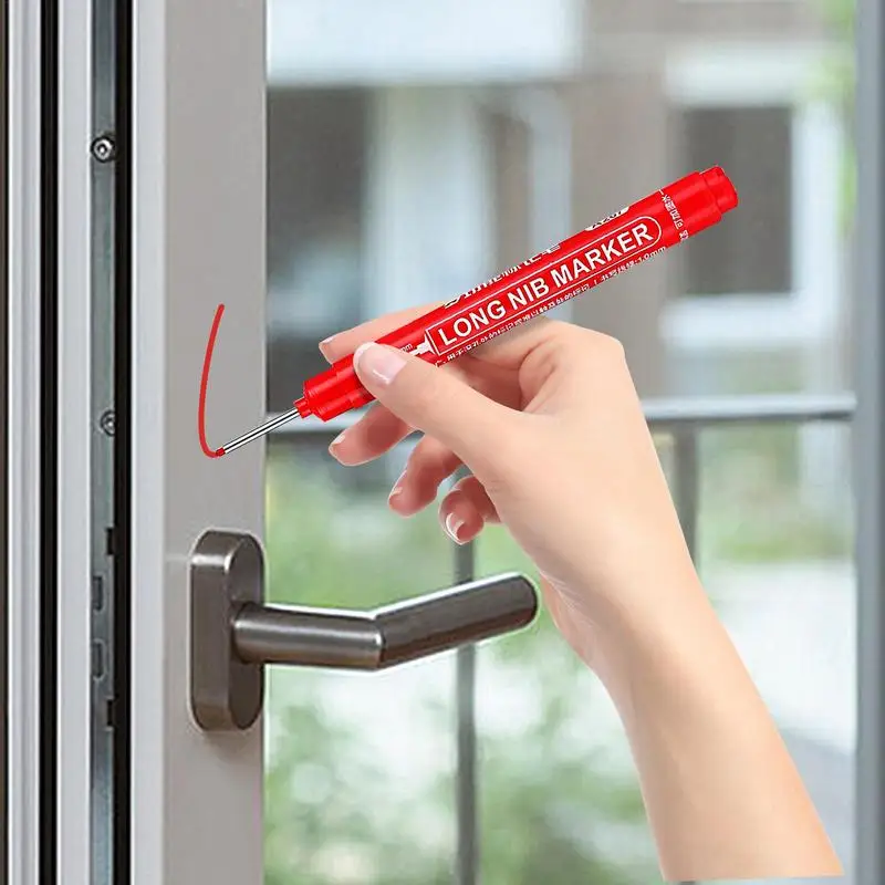 Carpenter Pen Long Deep Nib Marking Pen Carpenter Ink Marker Quick Drying Long Head Drill Markers For Carpenters And Builders