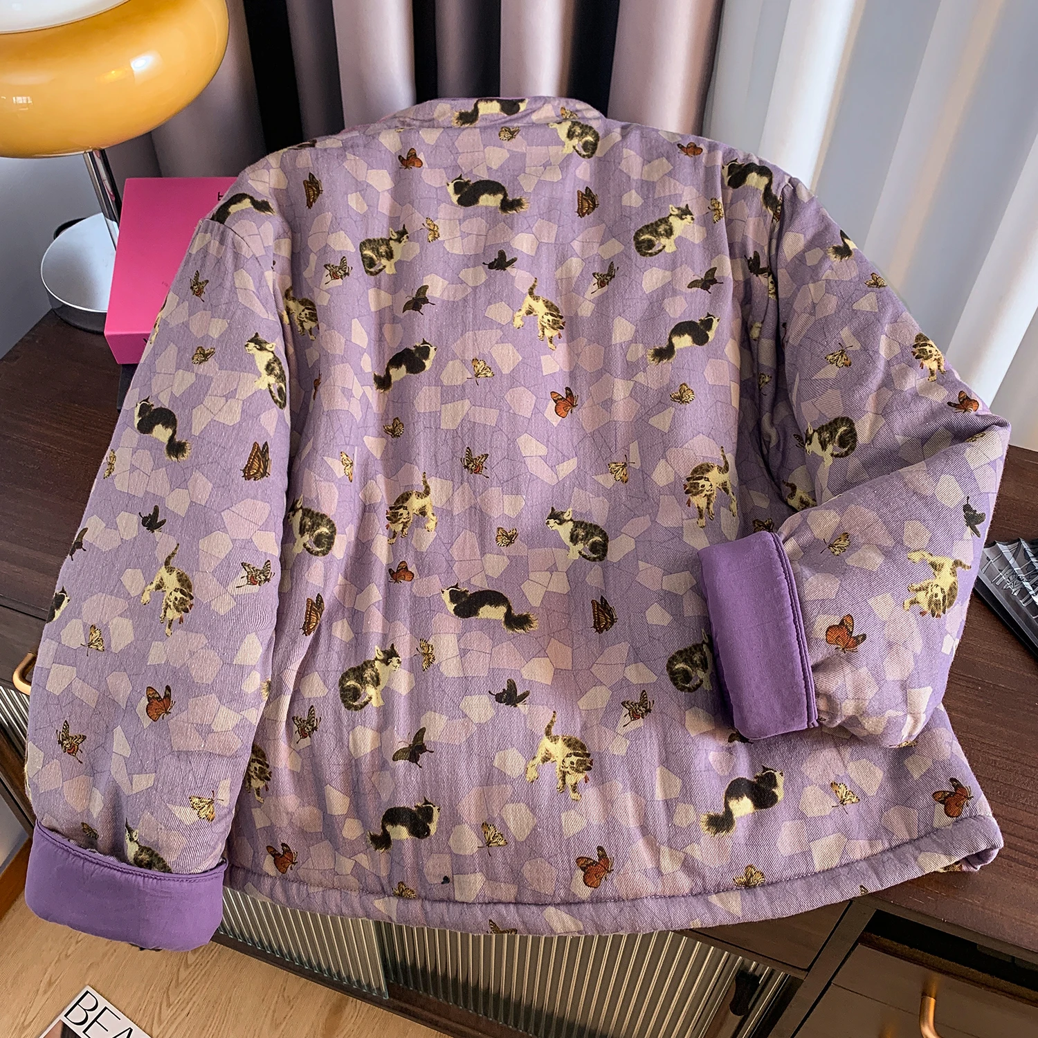 

Новое китайское хлопковое джинто, женское осенне-зимнее повседневное пальто с принтом, теплое двубортное пальто на пуговицах