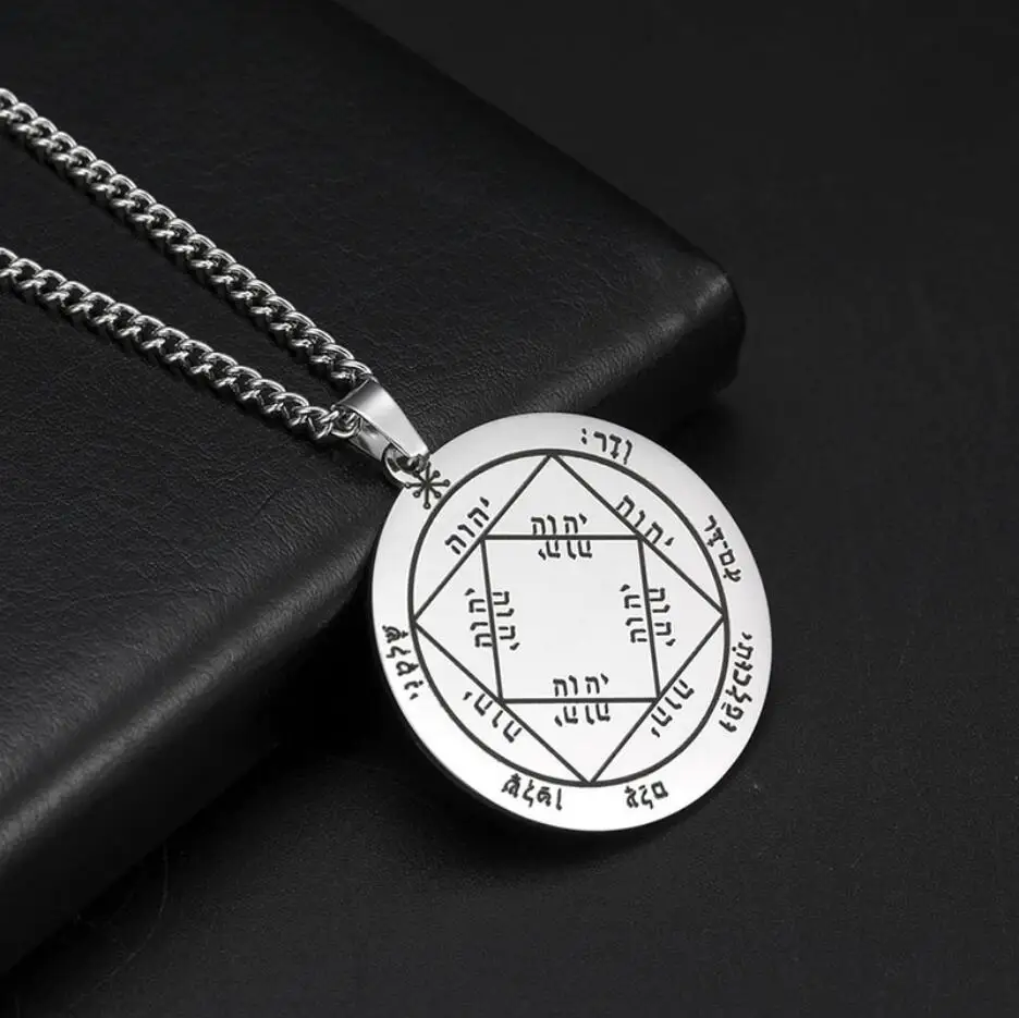 

1PC Solomon Necklaces Pentacle of the Sun Mercury Jupiter Alpha Master of EternityTalisman Stainless Steel Necklaces F1178