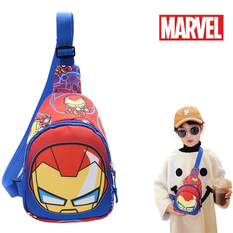 Kawaii Marvel Crossbody Bag Cartoon Iron Man for Kids Chest Bags Cartoon Cute Shoulder Messenger Travel Backpack for Children