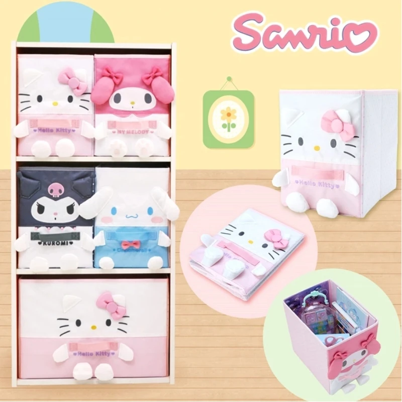 

Sanrio Hello Kitty Cinnamoroll My Melody Kuromi коробка для хранения периферийных устройств модная кавайная тканевая коробка-органайзер детский подарок-сюрприз