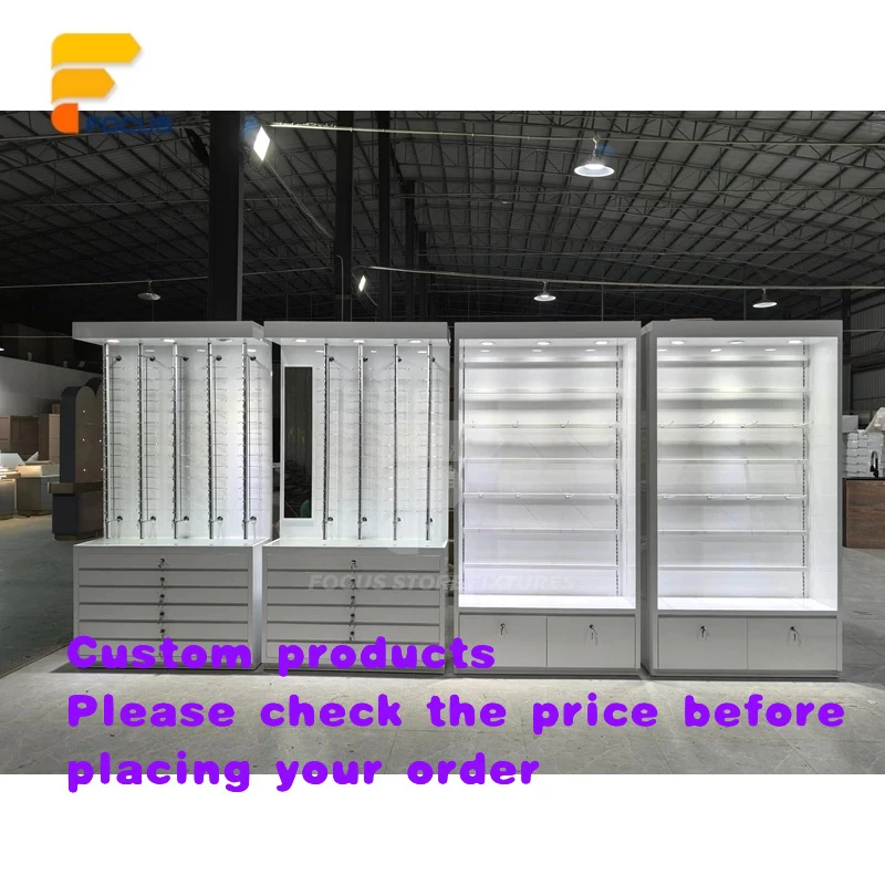custom.Modern retail recycled material display shelves one-stop service optical display cabinet