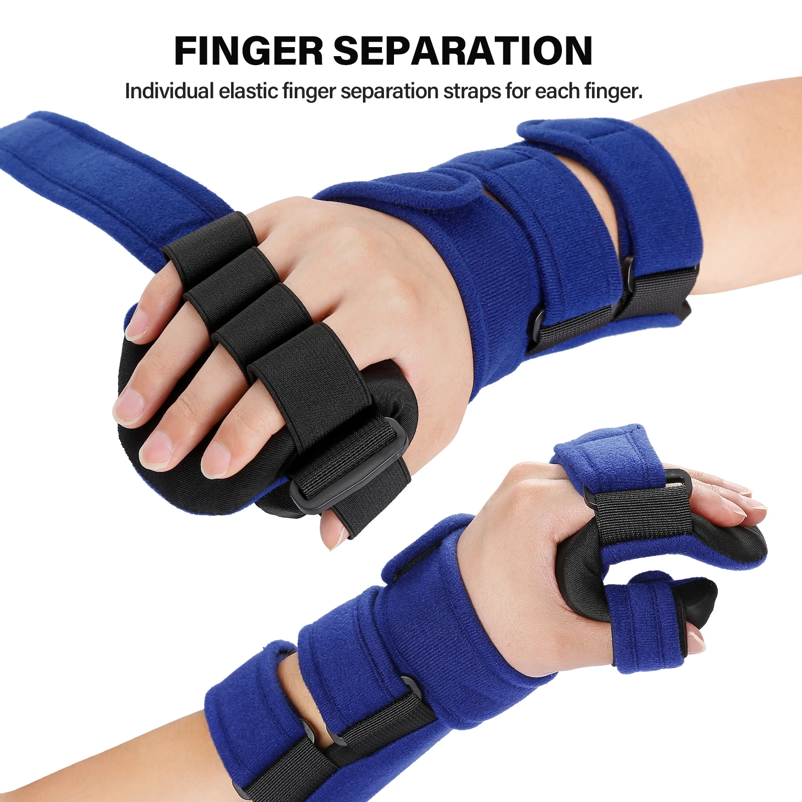 Hand Splint Functional Hand Orthosis Night Immobilizer Wrist Brace with Finger Separator for Stroke Relieve Carpal Tunnel Pain