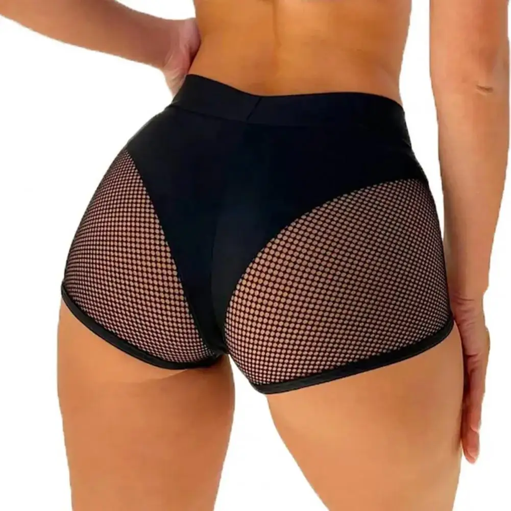 Short de Yoga taille haute pour femmes, Sexy, Fitness, maille Tulle épissé, Mini short chaud pour pôle danse, gymnastique, Yoga