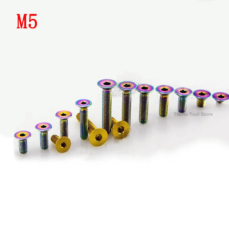 1Pcs Titanium Bolt M5x10 12 15 20 25 30mm Flat Countersunk Head Hex Socket Screw for Bicycle Accessories