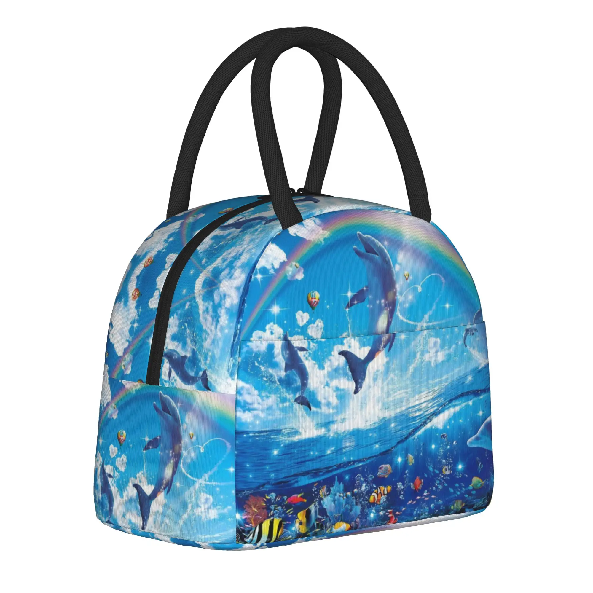 Frutiger Aero Art Vibes Scenery Tote Insulated Lunch Bag Fashion Handheld Food Bags Reusable Thermal Cooler Washable Bento Box